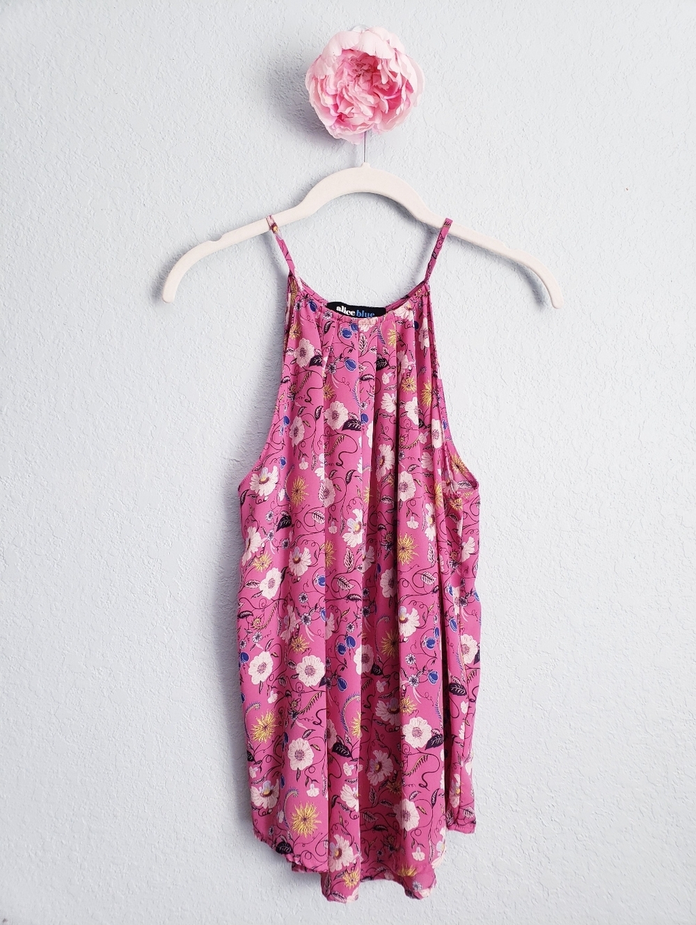 Alice Blue Purple Pink Floral Halter Tank Blouse